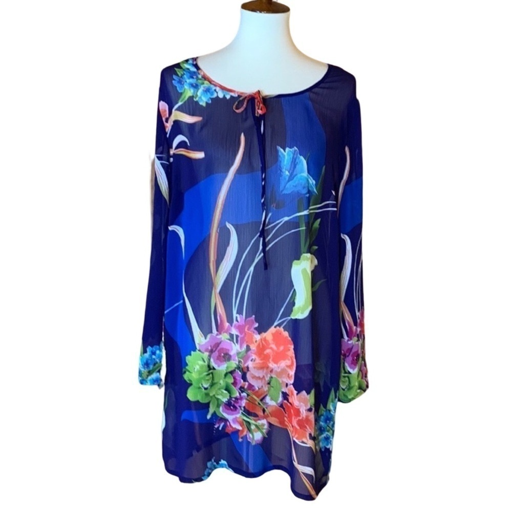 Soft Surroundings sheer floral print tunic Size Large